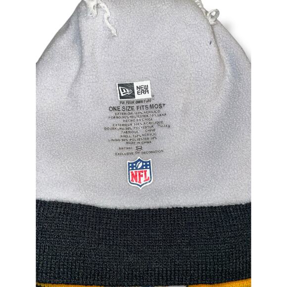 Pittsburgh Steelers Beanie Pom Hat Knit Pom NFL New Era Football OS Black Yellow - Picture 8 of 11